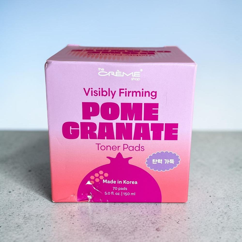 The Crème Shop Pomegranate Toner Cotton Pads 70ct Collagen Firming Hydrating